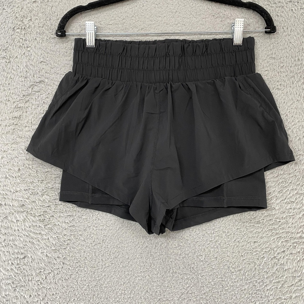 POPFLEX Stunning Shorts Womens Small Black Lined High Waist 3 Inch Workout